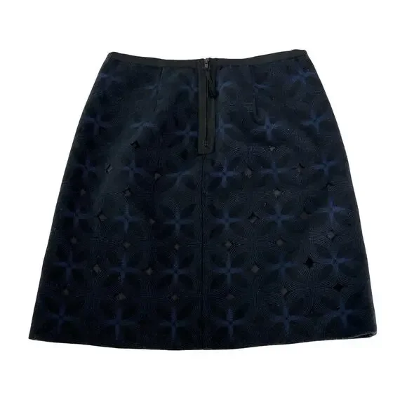 Boden Limited Edition Tweed Cutout Skirt Size 4 Black & Blue Wool Cashmere Blend - Picture 2 of 5